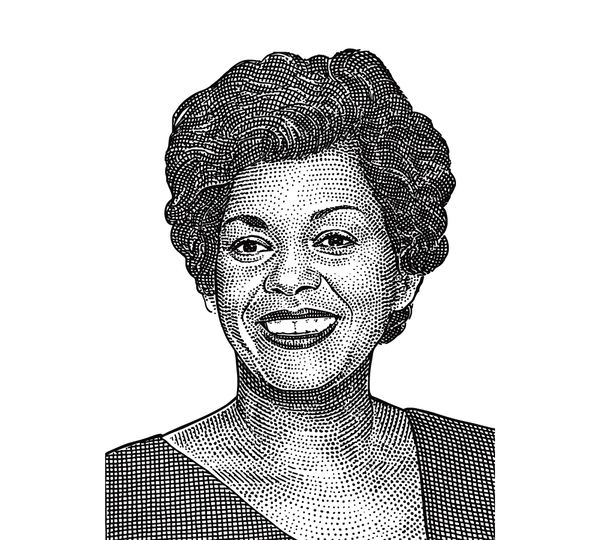 Stipple portrait of Raye Montague