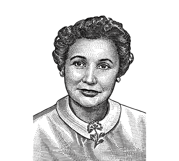 Stipple portrait of Mary G. Ross